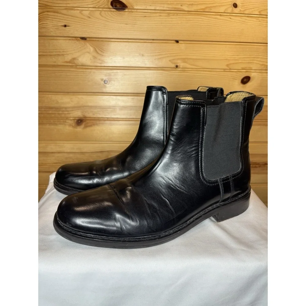 Cole‎ Haan Marshall Chelsea Boots Men's Size 8 Black Leather Pull-On Water Proof
